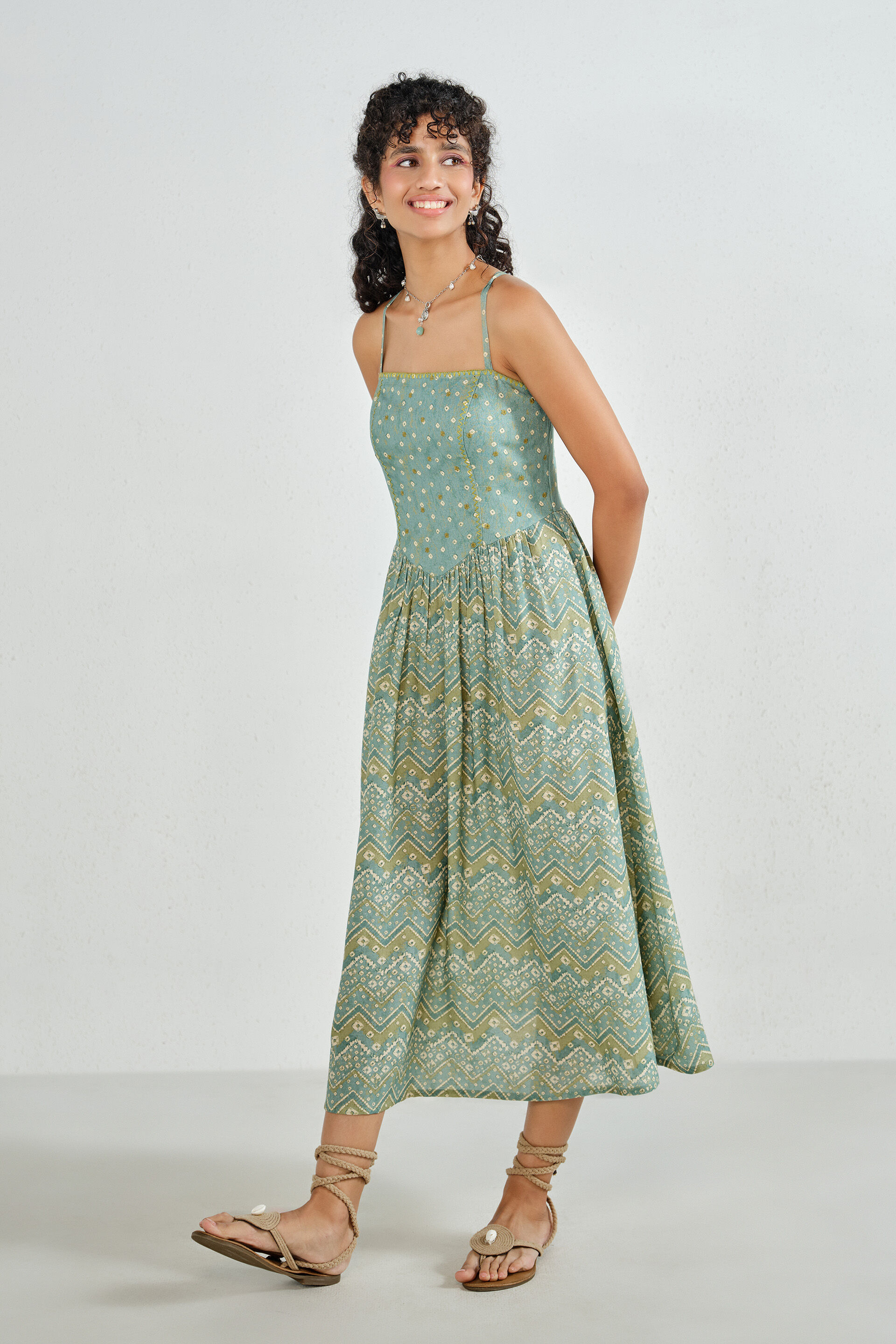 Teal Embroidered Midi Dress, Teal, image 4